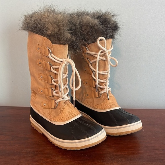 SOLD Sorel Joan of Arctic Tall Faux Fur Boots Lace Up Winter Duck Boot Size 10 - Picture 2 of 9